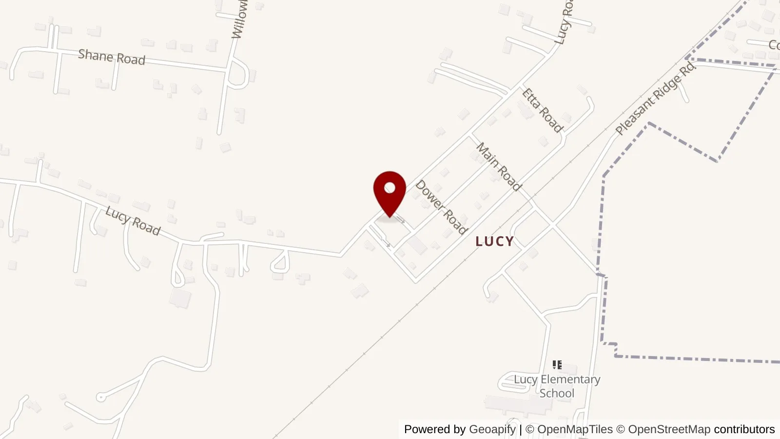 Map showing the location of Members' Meeting: Lucy Baptist Church.