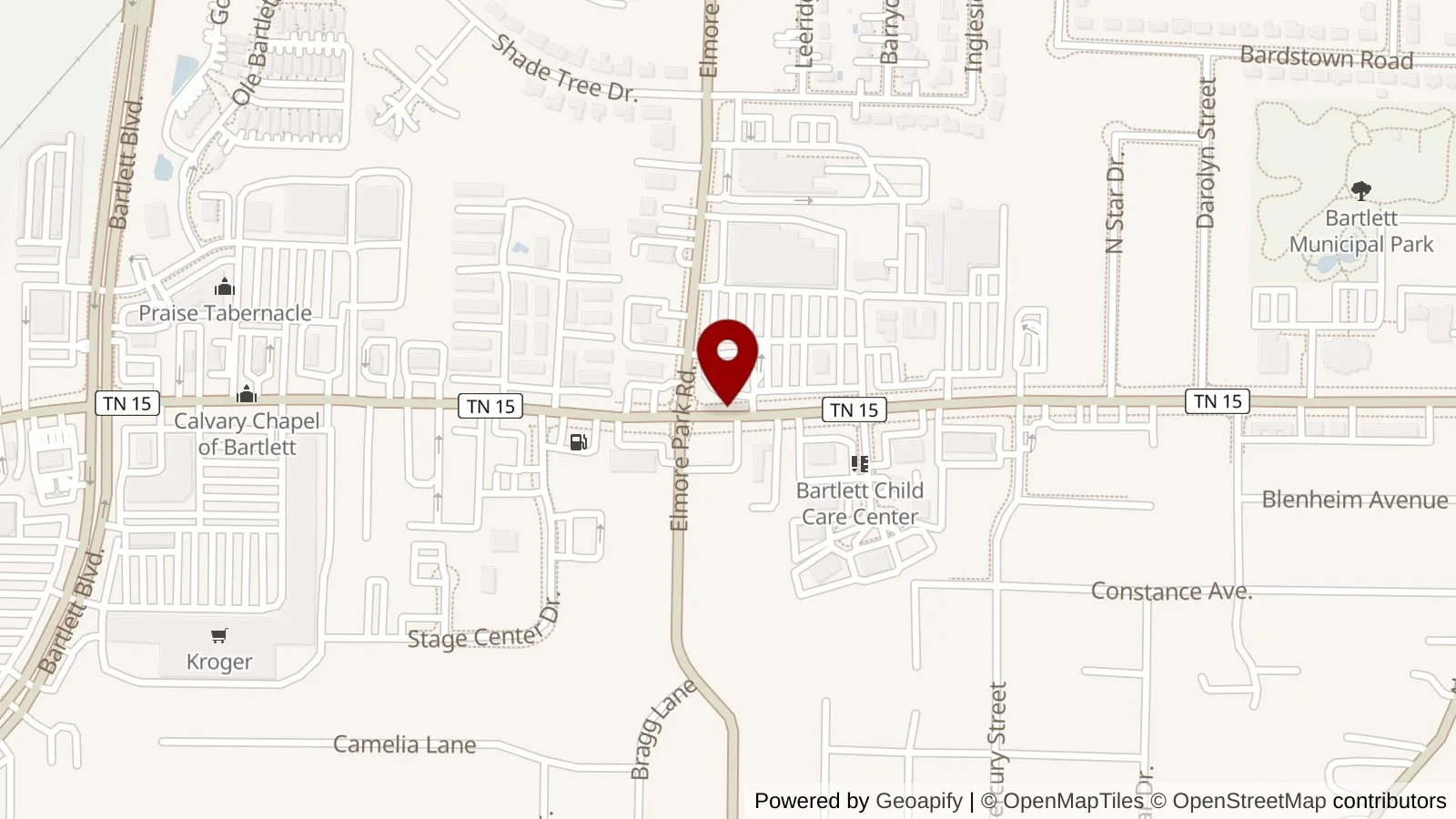 Map showing the location of Men's Lunch: Grand Pacific (Stage Rd).